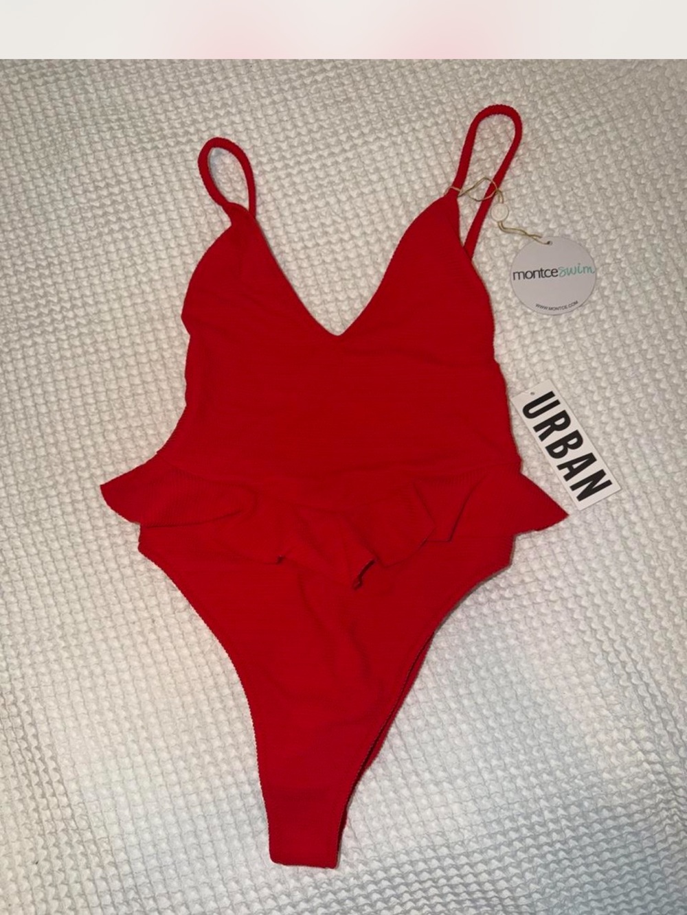 Montce Red One-Piece Ruffle Swimsuit